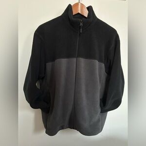 Uniqlo Black and Dark Gray Zip-Up Fleece Jacket